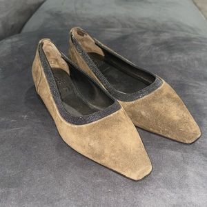 Brunello Cucinelli Tan Suede Flats